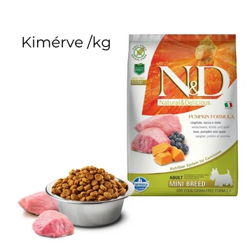 N&amp;D Dog Grain Free vaddisznó &amp; alma sütőtökkel adult mini szárazeledel - kimérve 1 kg