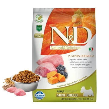 N&amp;D Dog Grain Free vaddisznó &amp; alma sütőtökkel adult mini szárazeledel 7 kg