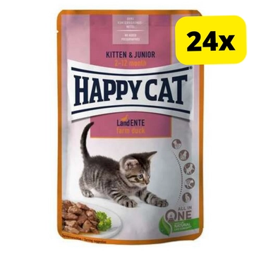 Happy Cat Meat in Sauce Kitten/Junior alutasakos eledel kacsahússal 24x85gr