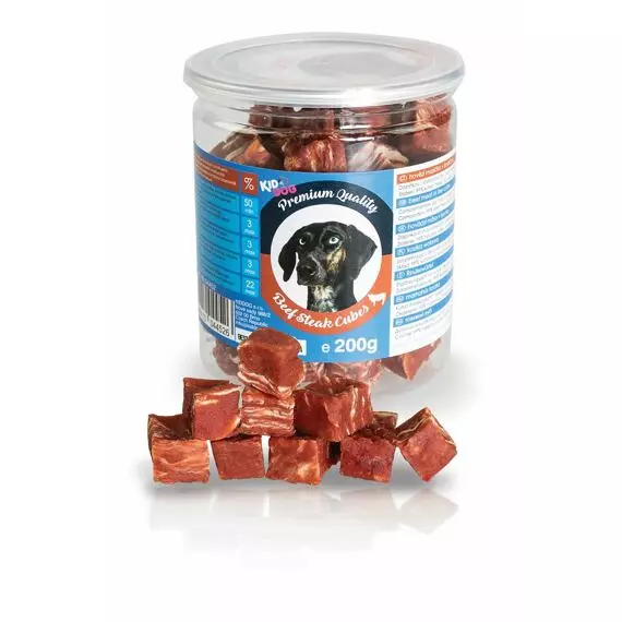 KidDog Beef Steak Cubes - jutalomfalat (marha) kutyák részére (200g)