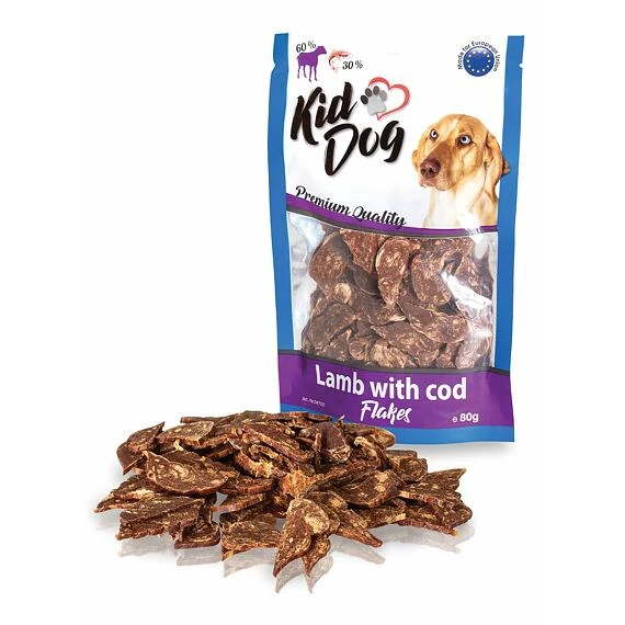 KidDog Lamb whit Cod Flakes -  Báránychips jutalomfalat (bárány, tőkehal) kutyák részére (80g)