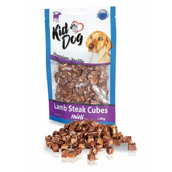 KidDog Mini Lamb Steak Cubes - jutalomfalat (bárány) kutyák részére (80g)