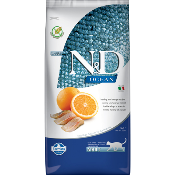 N&D Ocean Cat hering&narancs adult 5kg