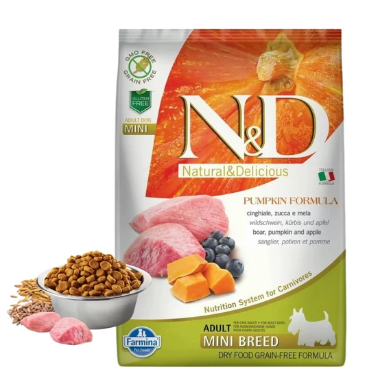 N&D Dog Grain Free vaddisznó & alma sütőtökkel adult mini szárazeledel 7 kg