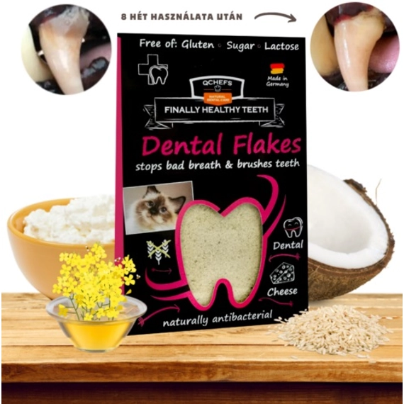 Természetes fogtisztító pehely macskáknak - Qchefs Dental Flakes 80 gr