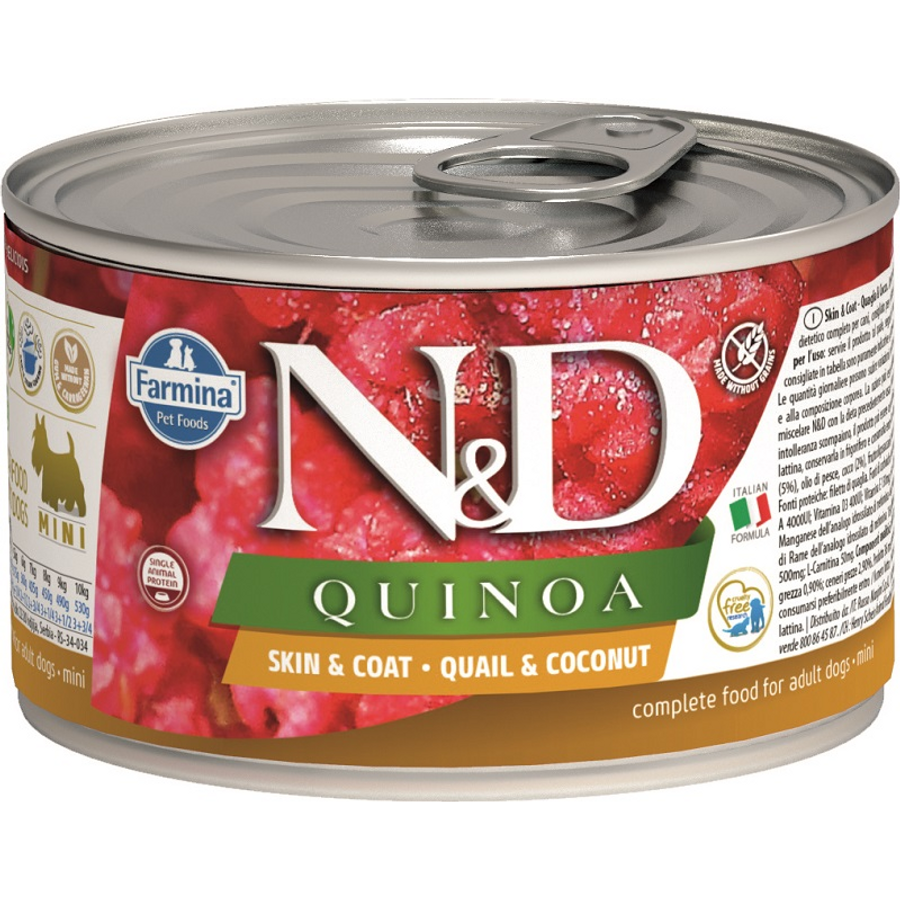 N&D Dog Quinoa konzerv fürj&kókusz adult mini 140g