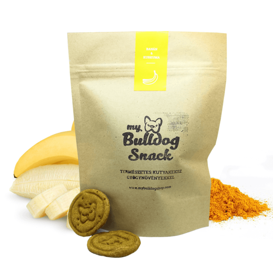My Bulldog Snack - Természetes kutyakekszek gyógynövényekkel - Banán-kurkuma 100 g